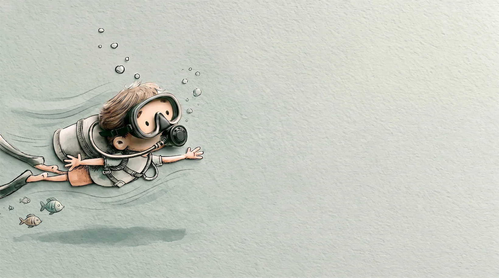 Illustration of a cartoon scuba diver drifting along a reef beside a twelve-month conditions chart.